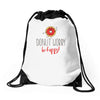 donut worry, be happy Drawstring Bags