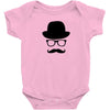 hat wayfarer glasses funny moustache hipster funny geek light tee shir Baby Onesie