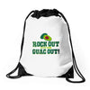 rock out with your guac out Drawstring Bags