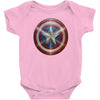 cotton captain america shield distressed, ideal gift or present Baby Bodysuit