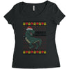 ugly dinosaur merry christmas Women's Triblend Scoop T-shirt