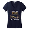 august girl is a perfect combination of princess and warrior Women's V-Neck T-Shirt
