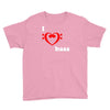 i love heart bass guitar music Youth Tee