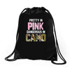 pretty in pink dangerous in camo funny Drawstring Bags