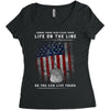 Honor Those Who Place Their Life on the Line so you can Live Yours Women's Triblend Scoop T-shirt