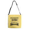 never underestimate the strength and power of a cancer survivor Adjustable Strap Totes