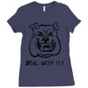 deal with it angry pitbul Ladies Fitted T-Shirt