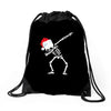 skeleton dabbing christmas Drawstring Bags