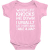 when life knocks me down Baby Bodysuit