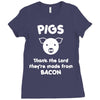 pigs thank the lord they're made from bacon Ladies Fitted T-Shirt