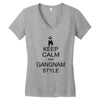 keep calm and gangnam style black t shirt Women's V-Neck T-Shirt