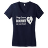 dogs leave paw prints on your heart Women's V-Neck T-Shirt