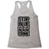 stop blue on black crime Racerback Tank