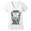 Never Underestimate Dog Rescuer Who Was Born July Women's V-Neck T-Shirt