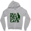 real men love cats, funny quote Zipper Hoodie