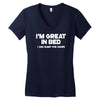 i'm great in bed i can sleep for hours funny Women's V-Neck T-Shirt