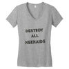 destroy all mermaids girls Women's V-Neck T-Shirt