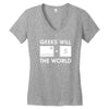 geeks will save the world mac version (2) Women's V-Neck T-Shirt