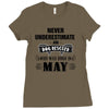 never underestimate an old man who was born in may Ladies Fitted T-Shirt