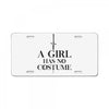 a girl has no costume (black) License Plate