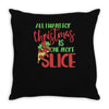pizza christmas humor Throw Pillow