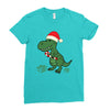 christmas dinosaur Ladies Fitted T-Shirt