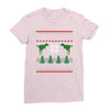 ugly dinosaur christmas Ladies Fitted T-Shirt