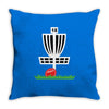 disc golf frisbee leaning on target basket innova Throw Pillow