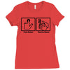 push button receive bacon t shirt funny awesome nerdy geeky humor tee Ladies Fitted T-Shirt