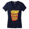 fries before guys Women's V-Neck T-Shirt