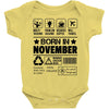 Born In November Baby Onesie