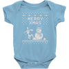 christmas funny dog &amp; snowman Baby Onesie