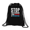 stop pretending your racism is patriotism Drawstring Bags