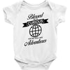 blessed are the curious for they shall have adventures Baby Bodysuit