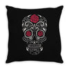 rose sugar skull Throw Pillow