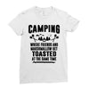 Camping Where Friends And Marshmallow Get Toasted At The Same Time Ladies Fitted T-Shirt