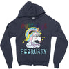 unicorns are born in february cute unicorn Zipper Hoodie