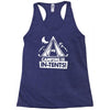 white ink camping is in tents funny Racerback Tank