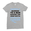 happily married to a man kicking the crap outta stomach cancer Ladies Fitted T-Shirt