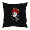 Skull Girl Throw Pillow