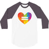 Rainbow Equality Heart 3/4 Sleeve Shirt