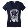 Never Underestimate Dog Rescuer Who Was Born May Women's V-Neck T-Shirt