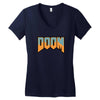 Wtf Doom Black Stroke Women's V-Neck T-Shirt