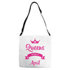 queens are born in april Adjustable Strap Totes