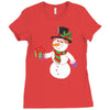 smiling snowman holding out christmas Ladies Fitted T-Shirt