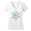 snowflake geek usb green Women's V-Neck T-Shirt