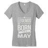 legends are born in may Women's V-Neck T-Shirt