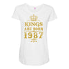 kings are born in 1987 Maternity Scoop Neck T-shirt
