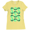 sad alien and daisy nineties grunge pattern Ladies Fitted T-Shirt