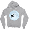 Biker Dinosaur - Dinosaur Riding A Bike To The Moon Zipper Hoodie